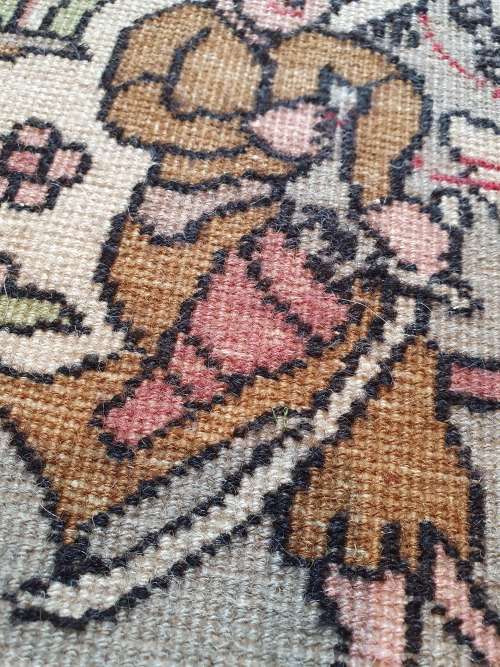 VINTAGE PERSIAN HUNTING SCENE DEER RUG/MAT