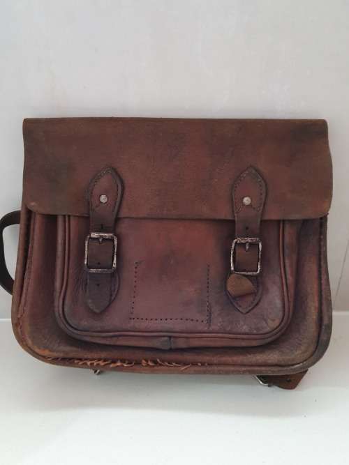 Antique leather school satchel back bag