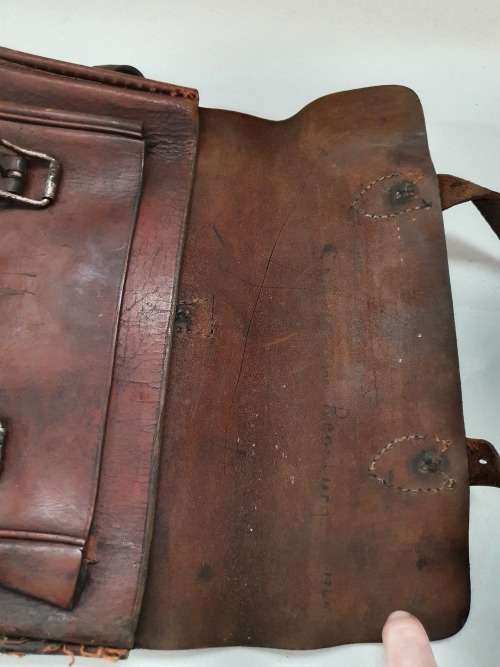 Antique leather school satchel back bag