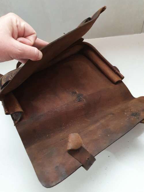 Antique leather school satchel back bag