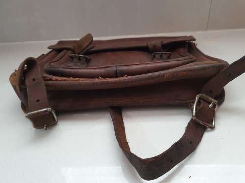 Antique leather school satchel back bag