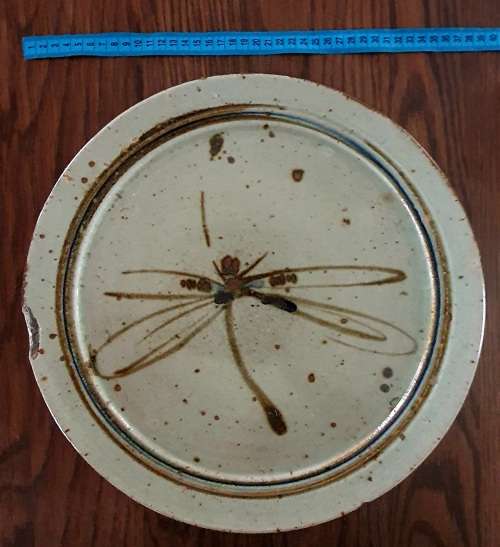 South african Artist Tim Morris Dragonfly Large pottery charger