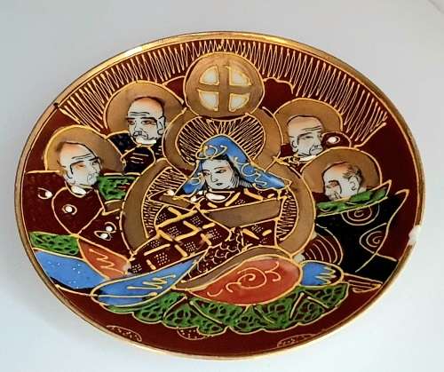 Handpainted Samurai tea cup and saucer duo Japan