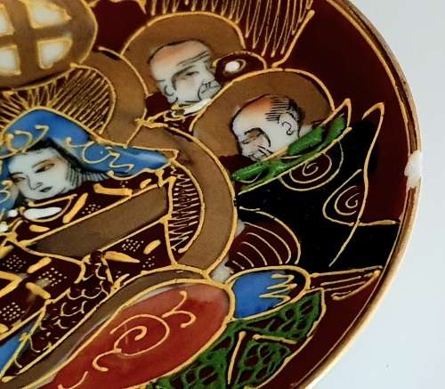 Handpainted Samurai tea cup and saucer duo Japan