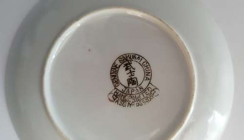 Handpainted Samurai tea cup and saucer duo Japan