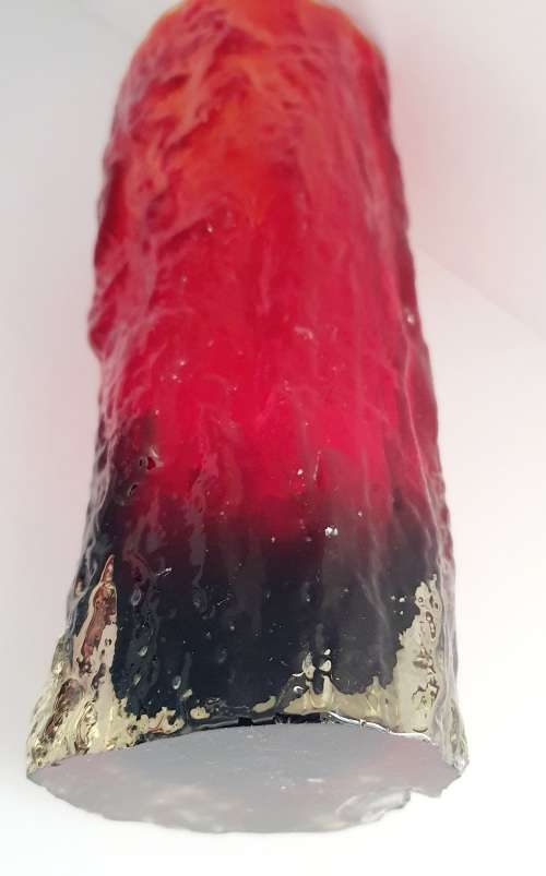 Vintage Retro Glass Ruby Red Bark Vase