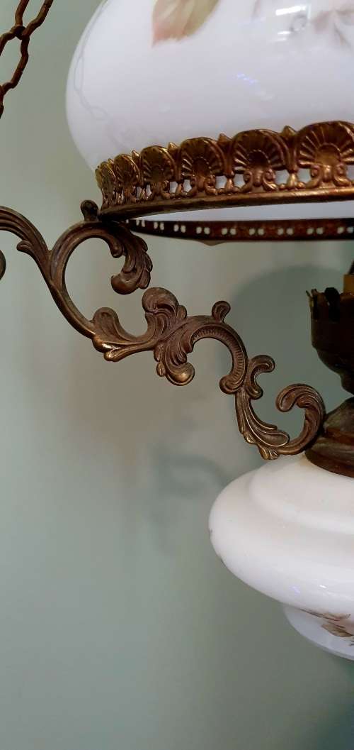 floral Handpainted brass and porcelain chandelier