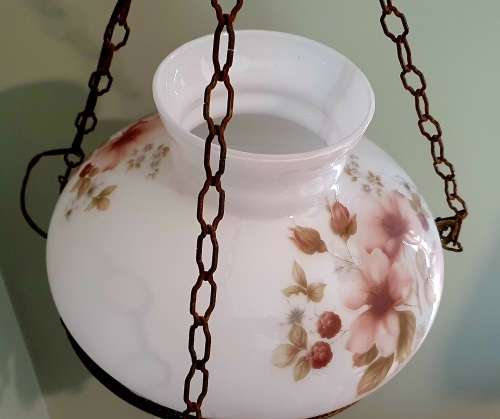 floral Handpainted brass and porcelain chandelier