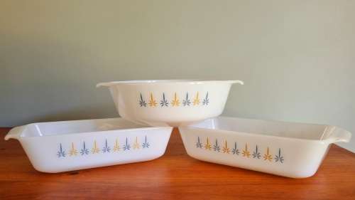 USA Mid Century Atomic Star Design King Anchor Hocking Set Collection