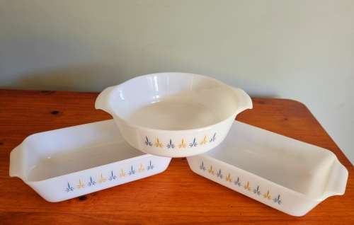 USA Mid Century Atomic Star Design King Anchor Hocking Set Collection