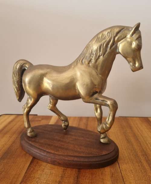 Large Solid Brass Horse Figurine
