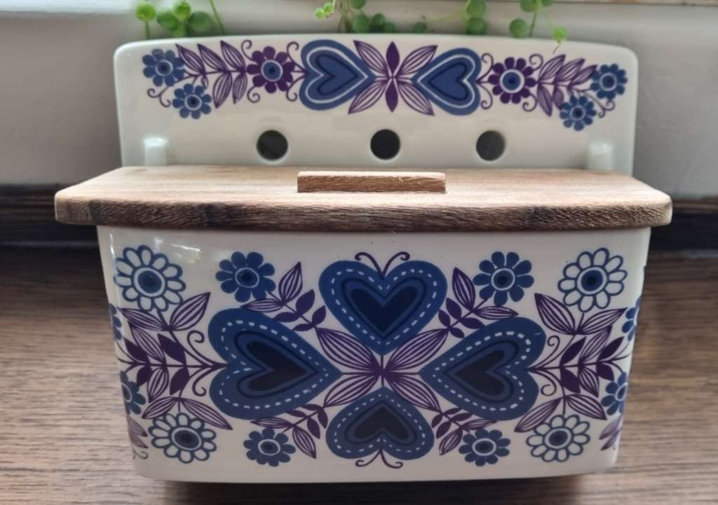 Arabia Finland Porcelain Kitchen Salt Box Scandinavian Vintage Retro