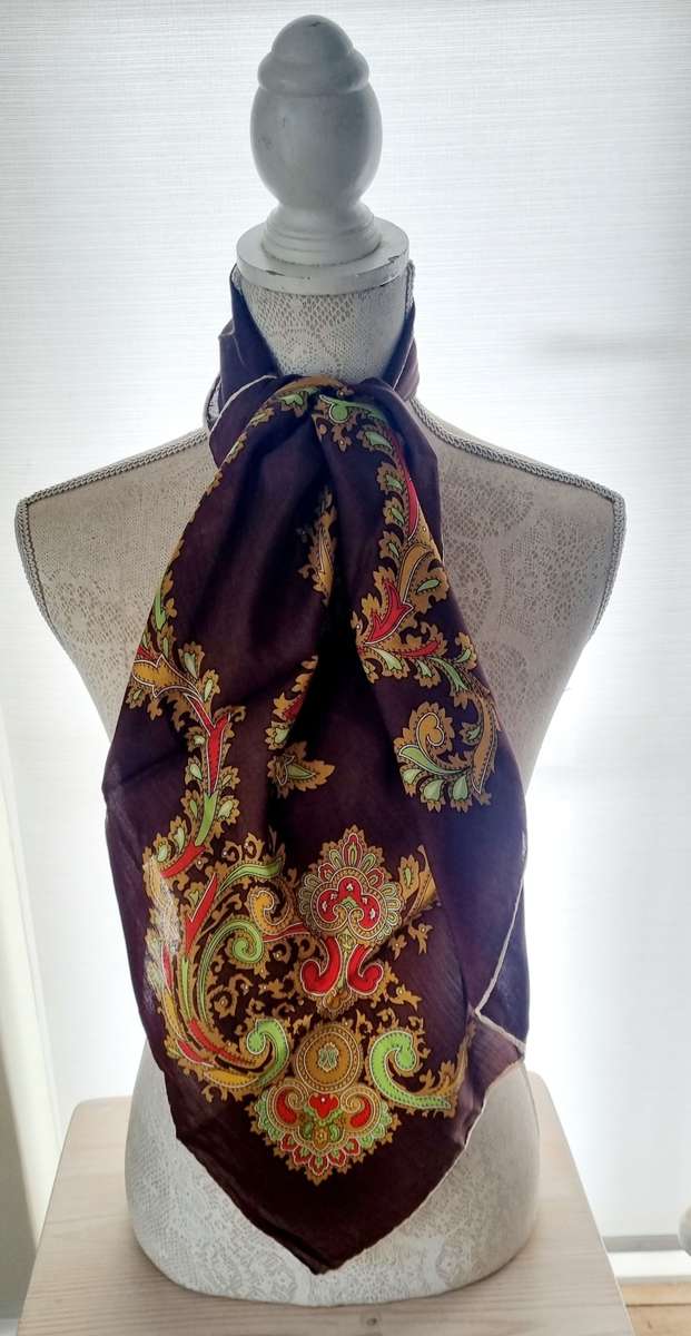 Pure Silk Made in Italy Vintage Botanical Scarf