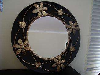 MIRROR - BEAUTIFULLY DECORATED WITH METAL FLOWERS ETC