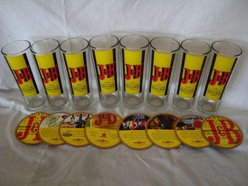 J&B OLD SCOTCH WHISKY GLASSES AND COASTERS