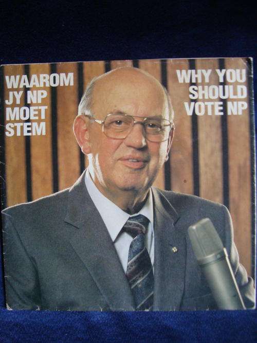 RECORD WITH MESSAGE FROM PW BOTHA (VOTE NP)