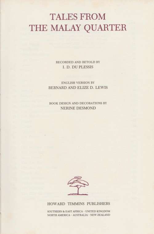 TALES FROM THE MALAY QUARTER I. D. du Plessis