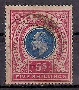 Natal 1902-03 KE 5SH fine used