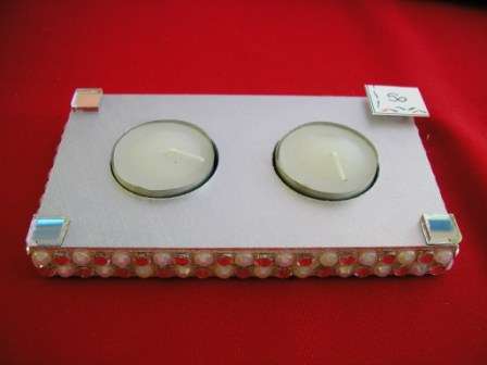 Silver wooden candle holder