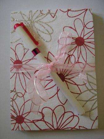 Pretty notebook with ribbon and free pen