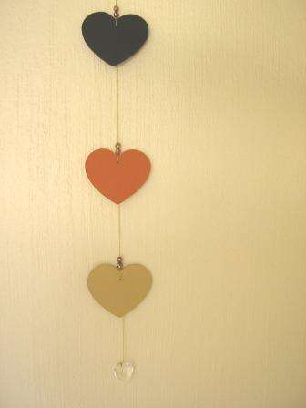 Hanging heart trio - ginger orange, brown and cream