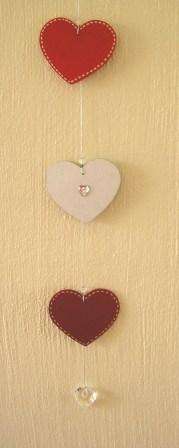 Trio of hanging hearts