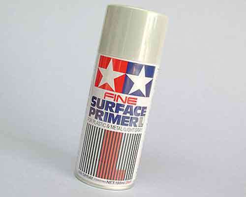 Surface Primer (L) For Plastic & Metal (Gray) - 180ml By Tamiya.