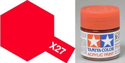 X-27 Clear Red Acrylic Paint 23ml By Tamiya.