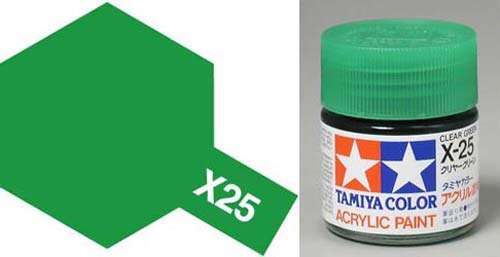 X-25 Clear Green Acrylic Paint 23ml By Tamiya.