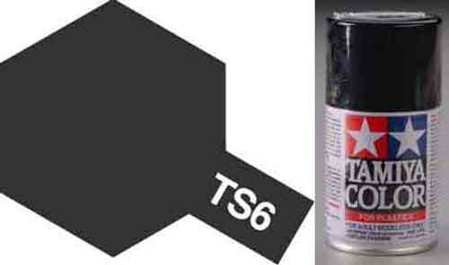 TS-6 Black Enamel Paint - 100ml Spray Paint Can By Tamiya.