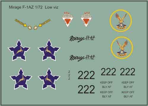 Dassault Mirage F-1AZ Low Viz - Scale 1/48 By MAVDecals.
