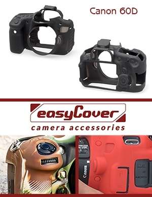 Protective Black Silicone Armor Canon 60D by easyCover camera case