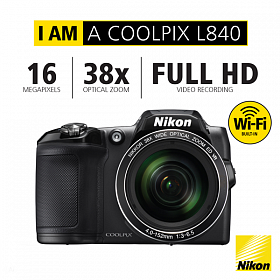 Nikon CoolPix L840 | 16 MP CMOS Digital Camera | 38x Zoom Lens Full HD | WiFi  | (Black) in Box