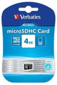 Verbatim Micro SDHC Card with Adapter 4GB