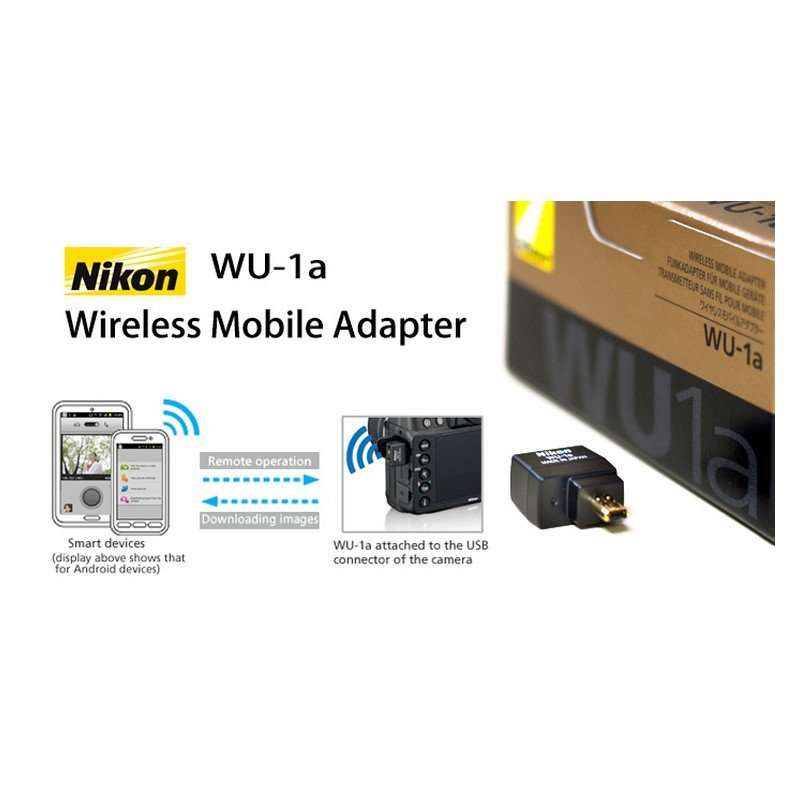 Nikon Genuine WU-1A Wireless Mobile Adapter - Works with D7100, D3300, D5200, D3200