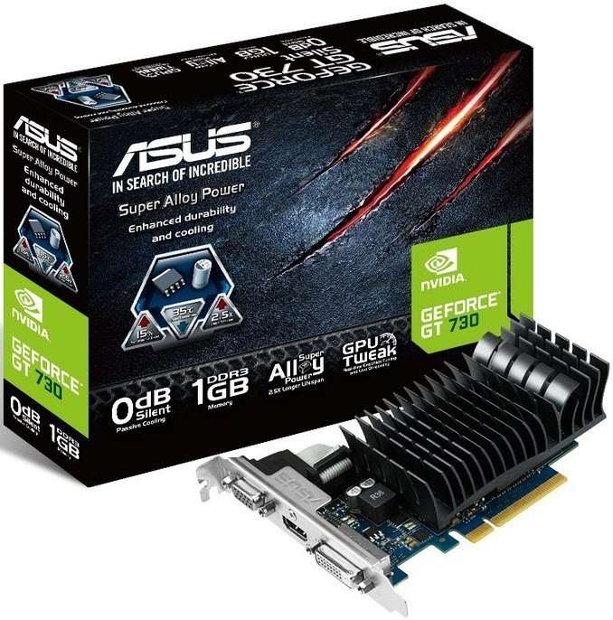 ASUS nVIDIA GeForce GT730 SILENT Low Profile 1GB DDR3 1024MB DDR3 Graphics Card