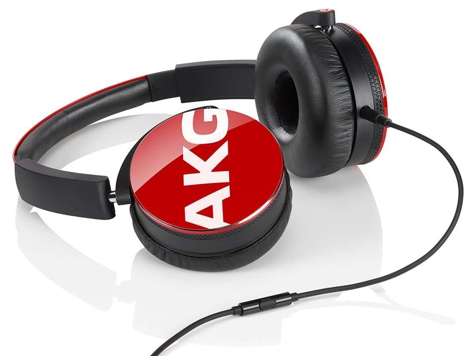 AKG Y50 Headphones by HARMAN RED On-Ear with In-Line One-Button Universal Remote/Microphone