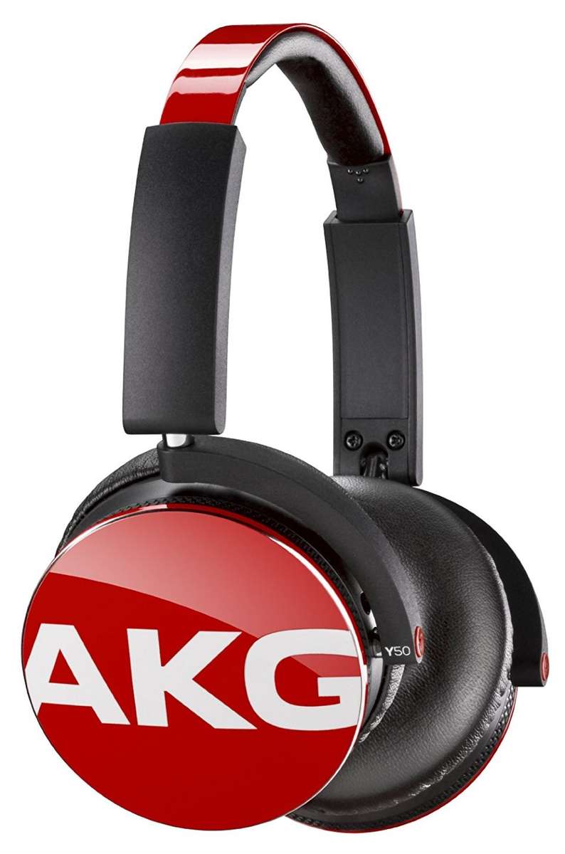 AKG Y50 Headphones by HARMAN RED On-Ear with In-Line One-Button Universal Remote/Microphone