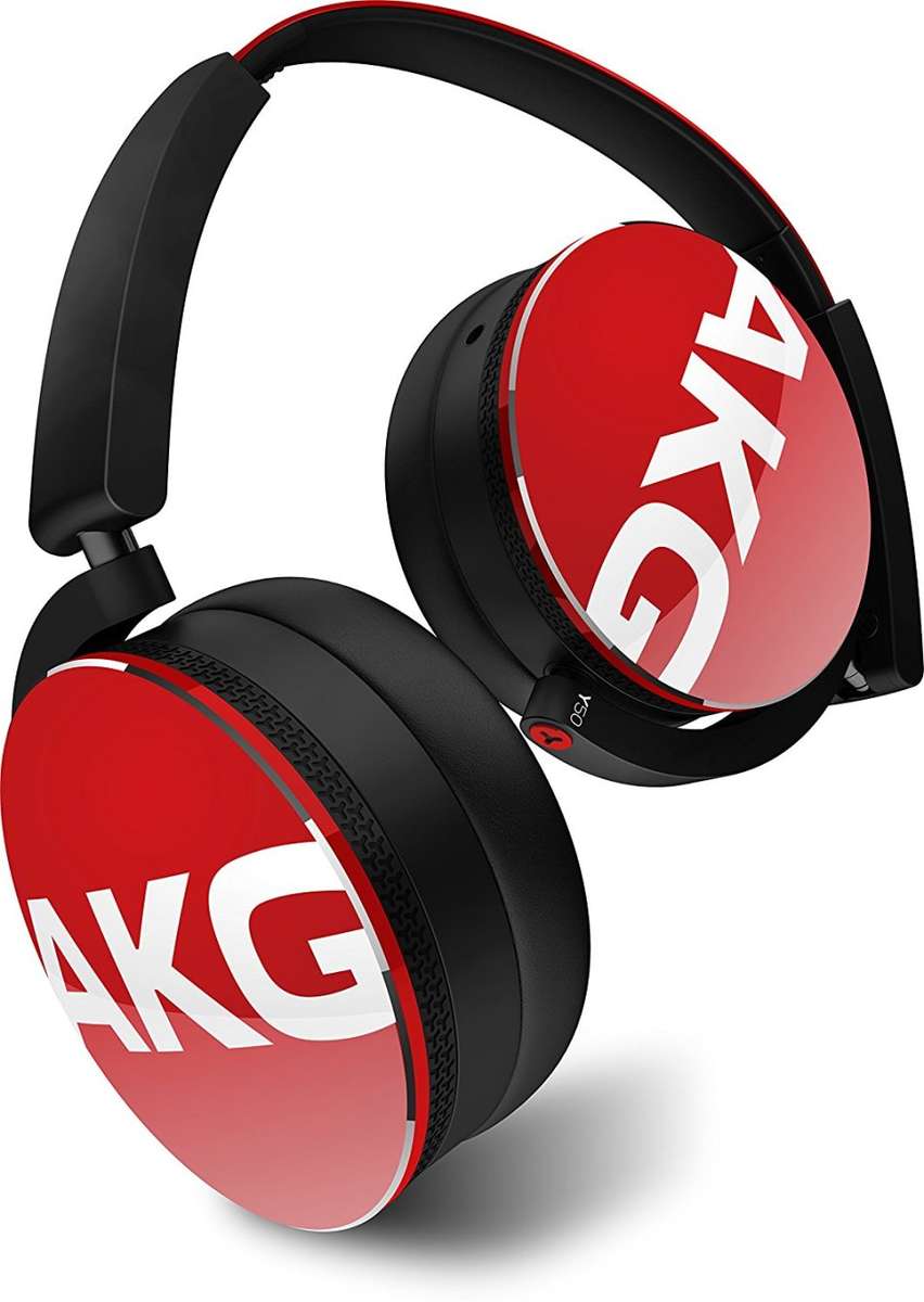 AKG Y50 Headphones by HARMAN RED On-Ear with In-Line One-Button Universal Remote/Microphone
