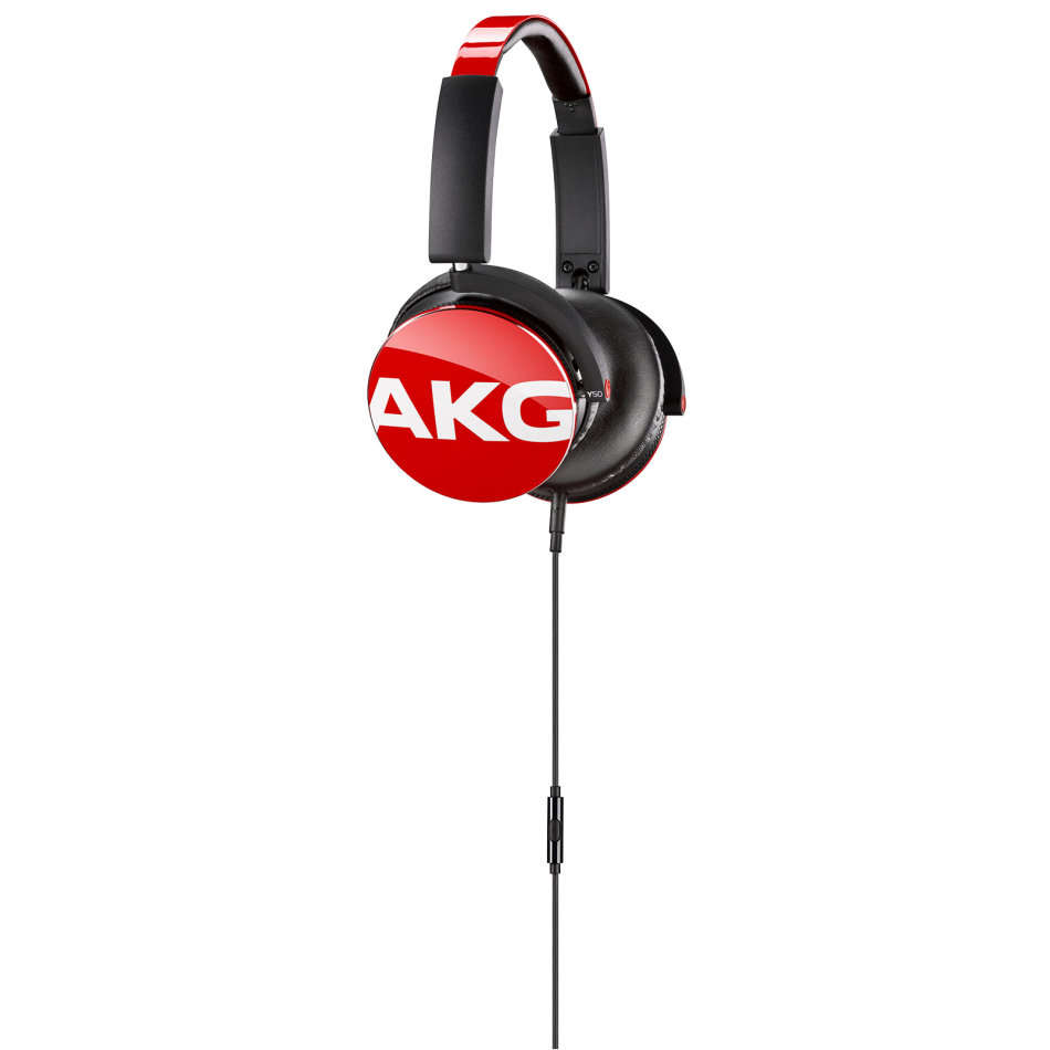 AKG Y50 Headphones by HARMAN RED On-Ear with In-Line One-Button Universal Remote/Microphone