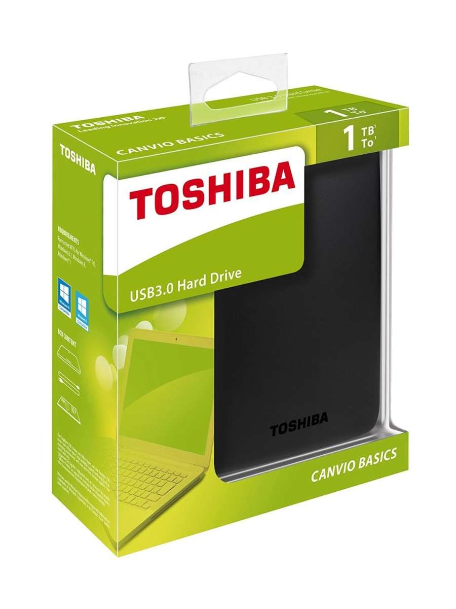 Toshiba Canvio Basics 1TB Portable Hard Drive - Black (HDTB310XK3AA)