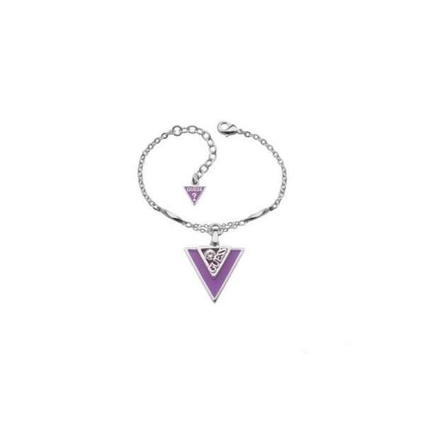Guess Ladies Triangle Charm Bracelet Silver/Purple UBB71318 - Brand new in Box