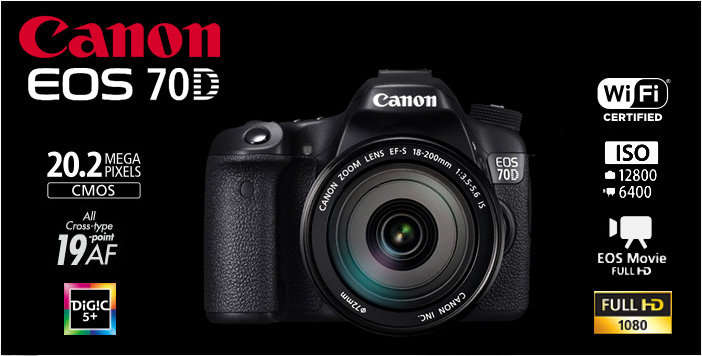 20.2 MP FULL HD | Canon EOS 70D DIGITAL SLR CAMERA BODY ONLY | BUILT IN WIFI | 7 FRAMES /SEC