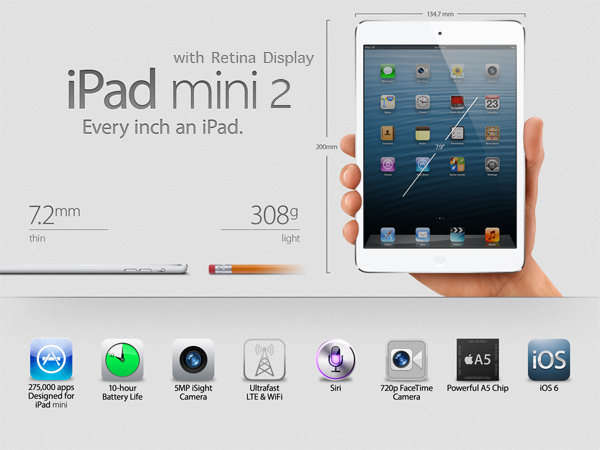 IPAD MINI 2 (APPLE) | 32GB | WiFi | SILVER | ME280HC/A | Retina Display | 7.9 Inch Tablet