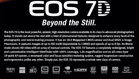 Canon EOS 7D 18MP PROFESSIONAL Digital SLR Camera (BODY) - 18 Megapixels