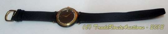 Raymond Weil Geneve Mens Gold Plated Black Leather Strap Wrist Watch