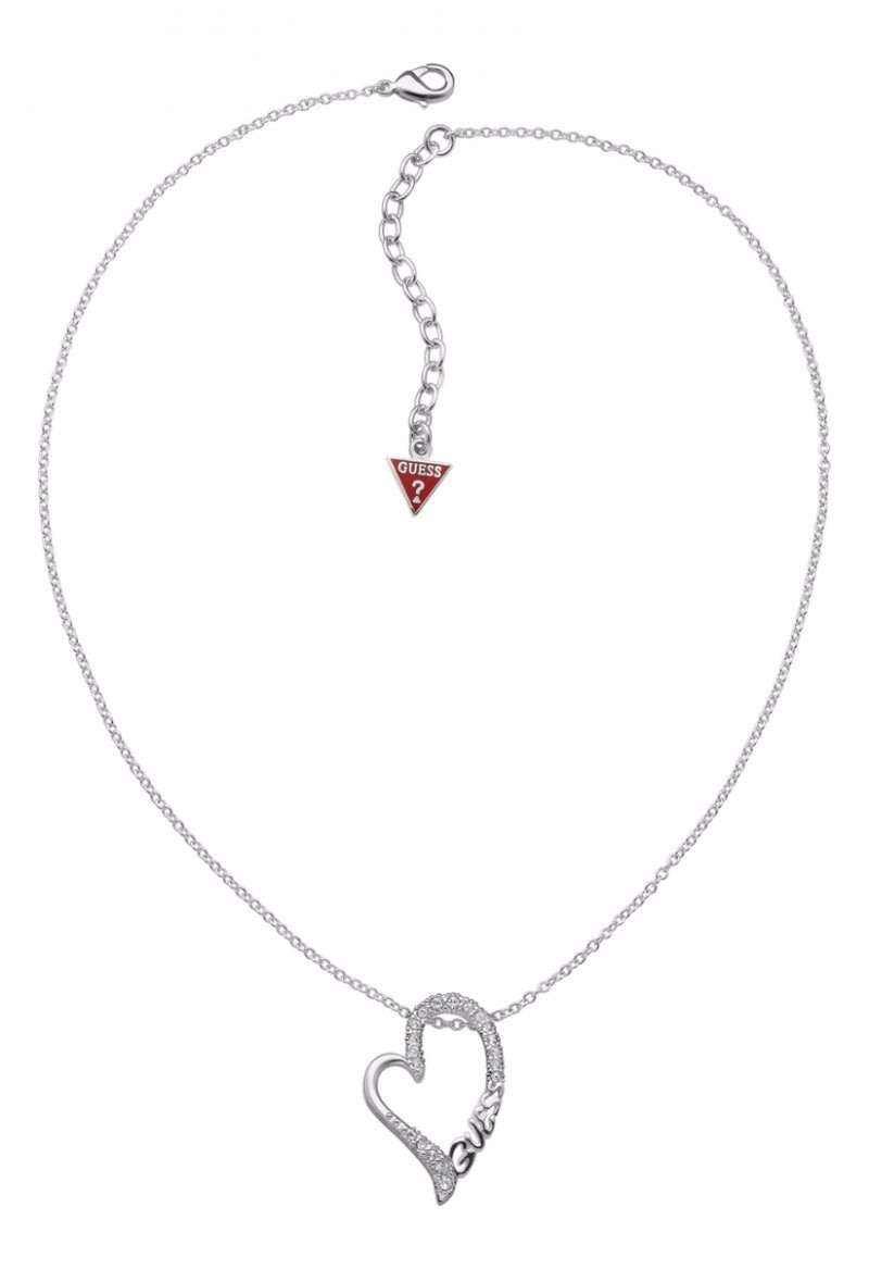 GUESS Necklace UBN71261 Silver Tone SS Necklace w Heart Charm - Brand new in Box