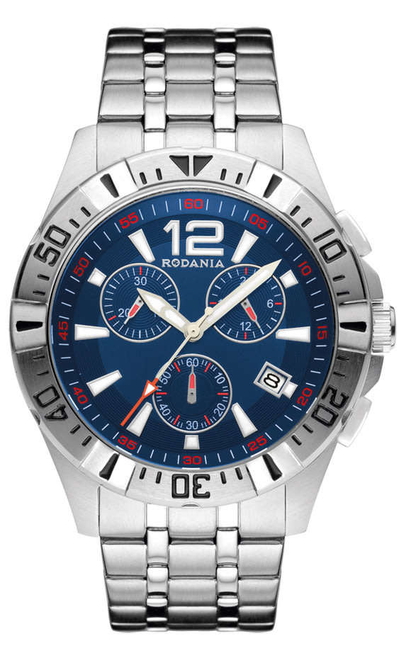 Rodania Men's Gordon Watch - SS Chronograph Blue Dial Bracelet Watch  -  RF2485149
