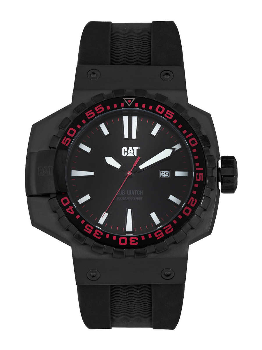 Caterpillar Atoll Black Rubber Strap D416121128 Men`s Watch - Brand New in Box