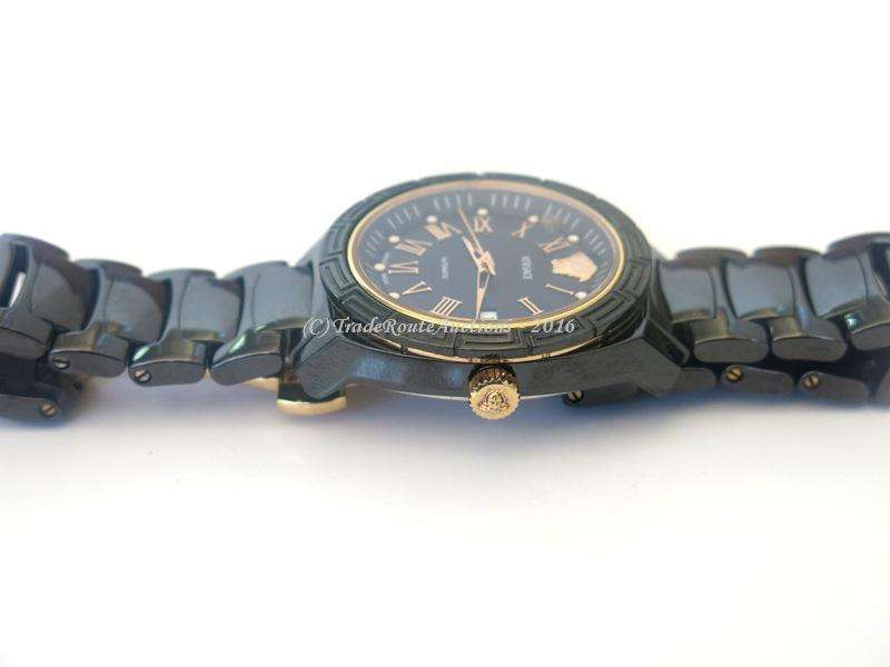 VERSACE UNISEX AUTOMATIC 01AC9 CERAMIC ROSE GOLD PLATED BLACK DIAL DATE WATCH